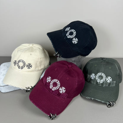 Chrome Hearts | Distressed Embroidered Horseshoe Cap | Multiple Colors