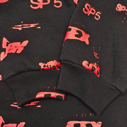 Sp5der | Sex AOP Hoodie | Black/Red