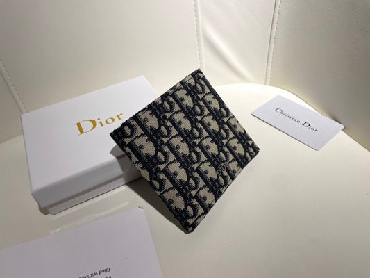 Dior | Oblique Canvas Wallet | Navy Jacquard