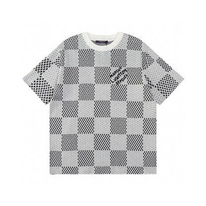 Louis Vuitton | Damier Check Logo T-Shirt | White & Navy