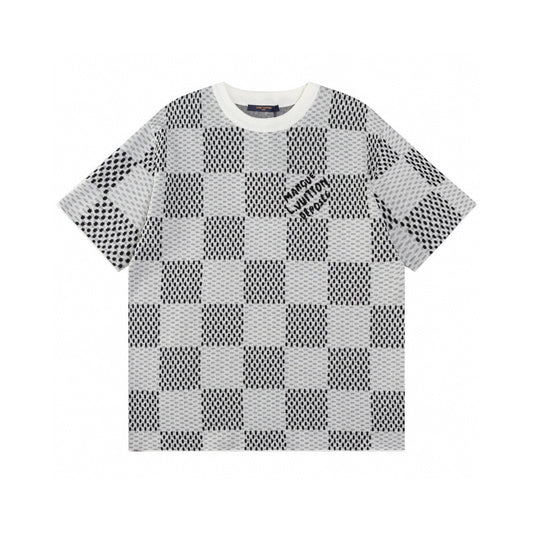 Louis Vuitton | Damier Check Logo T-Shirt | White & Navy