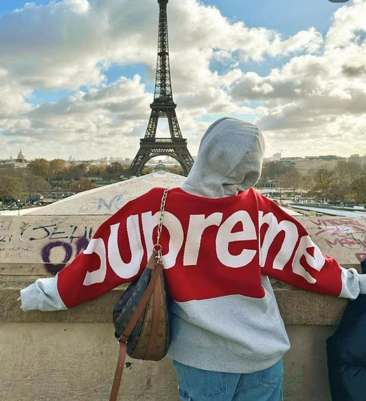 Supreme | Hoodie | Big Logo Jacquard Heather Grey