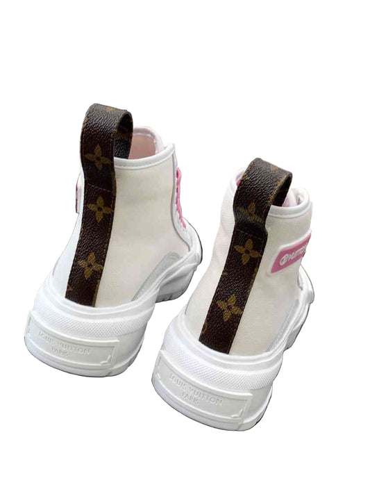 Louis Vuitton | Squad Sneaker Boot | White Pink Canvas (W)