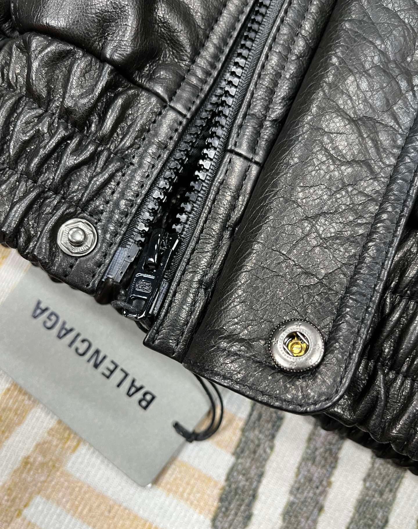 Balenciaga | Black Leather Bomber Jacket