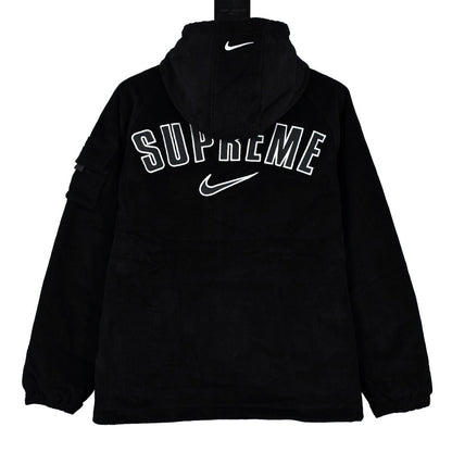 Supreme x Nike | Black Zip-Up Jacket | Embroidered Back Logo