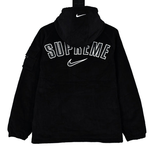 Supreme x Nike | Black Zip-Up Jacket | Embroidered Back Logo