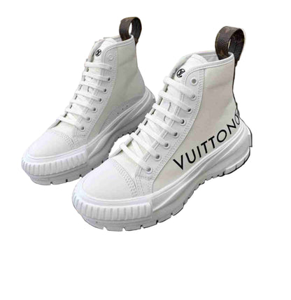 Louis Vuitton | Squad Sneaker Boot | White Canvas High-Top (W)