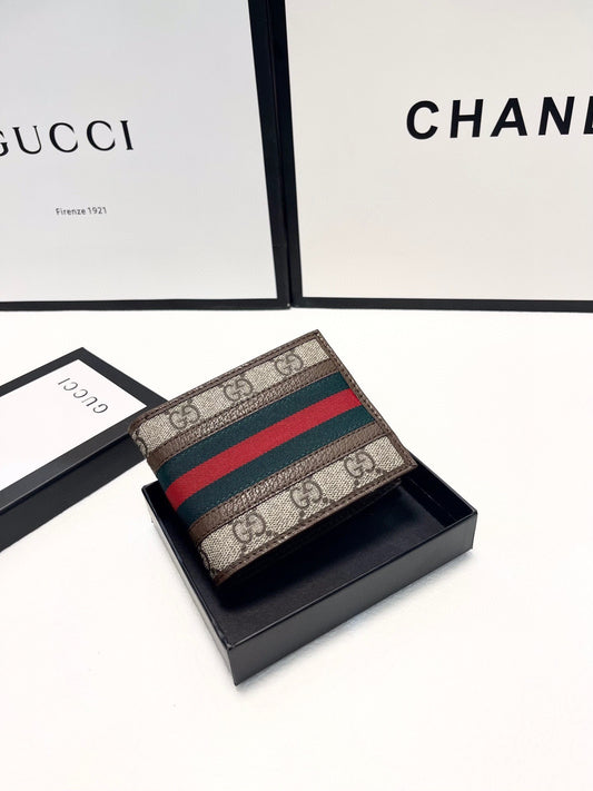 Gucci | GG Supreme Web Wallet | Brown Canvas with Stripe