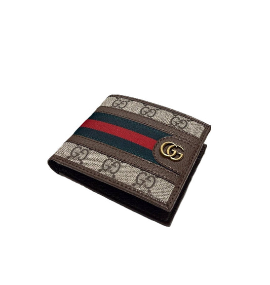 Gucci | GG Supreme Web Wallet | Brown Canvas with Stripe