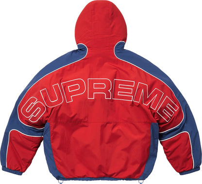 Supreme | Faux Fur Reversible Hooded Track Jacket Red Navy Leopard