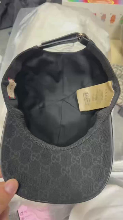 Gucci | GG Monogram Web Stripe Baseball Cap | Black