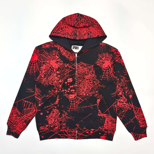 Sp5der | Web Hoodie | Red on Black