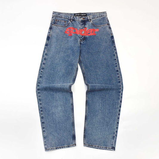 Sp5der | Graphic Denim Jeans | Blue