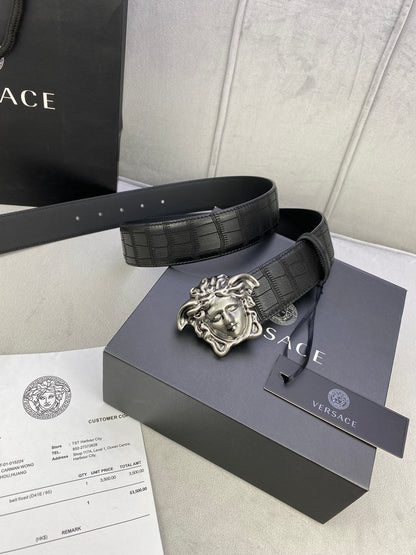 Versace | Leather Belt | Medusa Buckle in Gold or Silver
