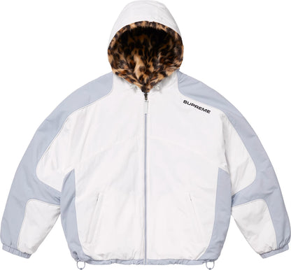Supreme | Faux Fur Reversible Hooded Track Jacket White Leopard
