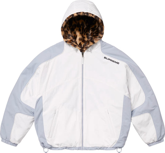 Supreme | Faux Fur Reversible Hooded Track Jacket White Leopard